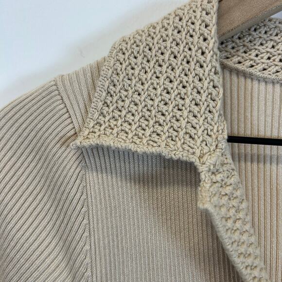 Caroline Constas REVOLVE Ribbed Knit Crochet Cream V-Neck Midi Dress Size XS - Picture 4 of 8